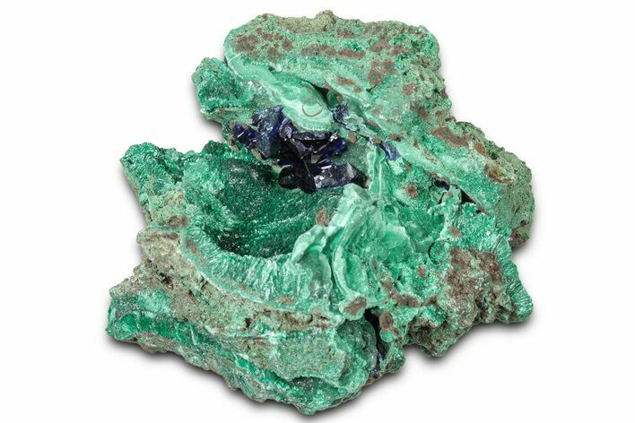 Lustrous Azurite Crystals with Fibrous Malachite - China #350794